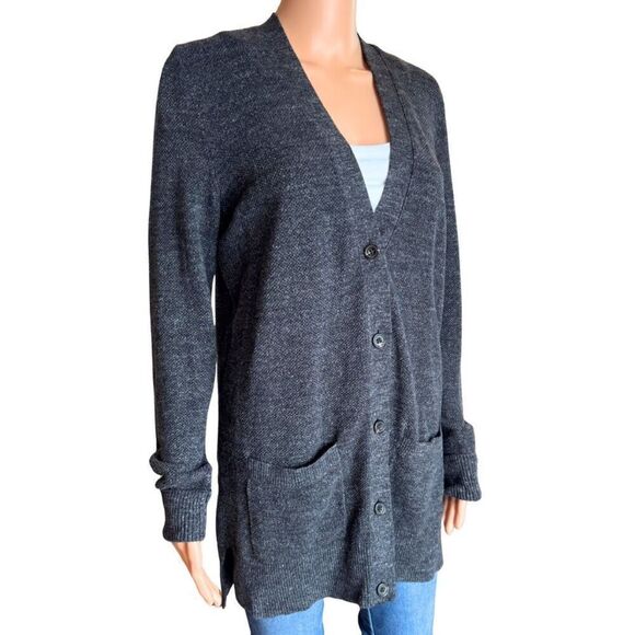 Abercrombie Gray Button Long Cardigan M Oversized Soft Knit Layering Fall Winter - Picture 3 of 5